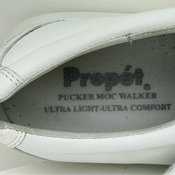 Propet Sneakers Oxfords Comfort Shoes Pucker Moc Walker One Strap White Leather - Picture 11 of 13